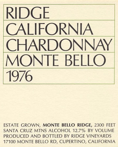 1976 Monte Bello Chardonnay
