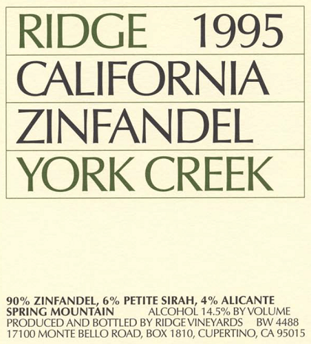 1995 York Creek Zinfandel