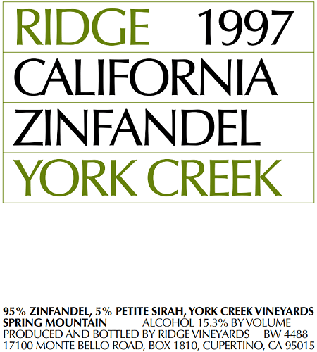 1997 York Creek Zinfandel