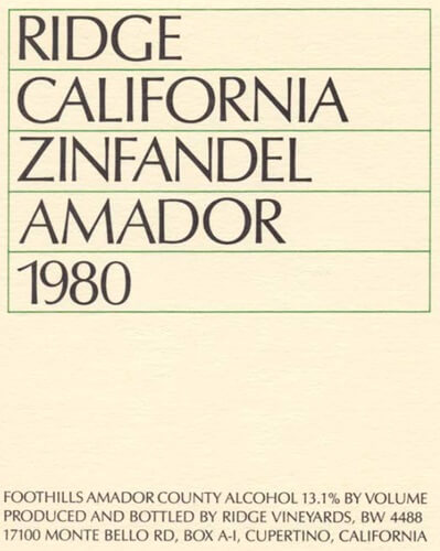 1980 Amador Zinfandel