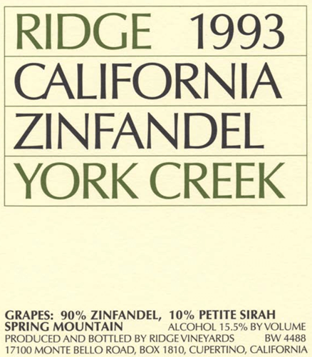 1993 York Creek Zinfandel