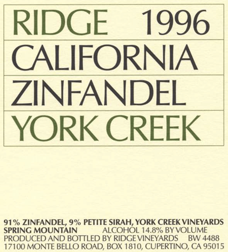 1996 York Creek Zinfandel
